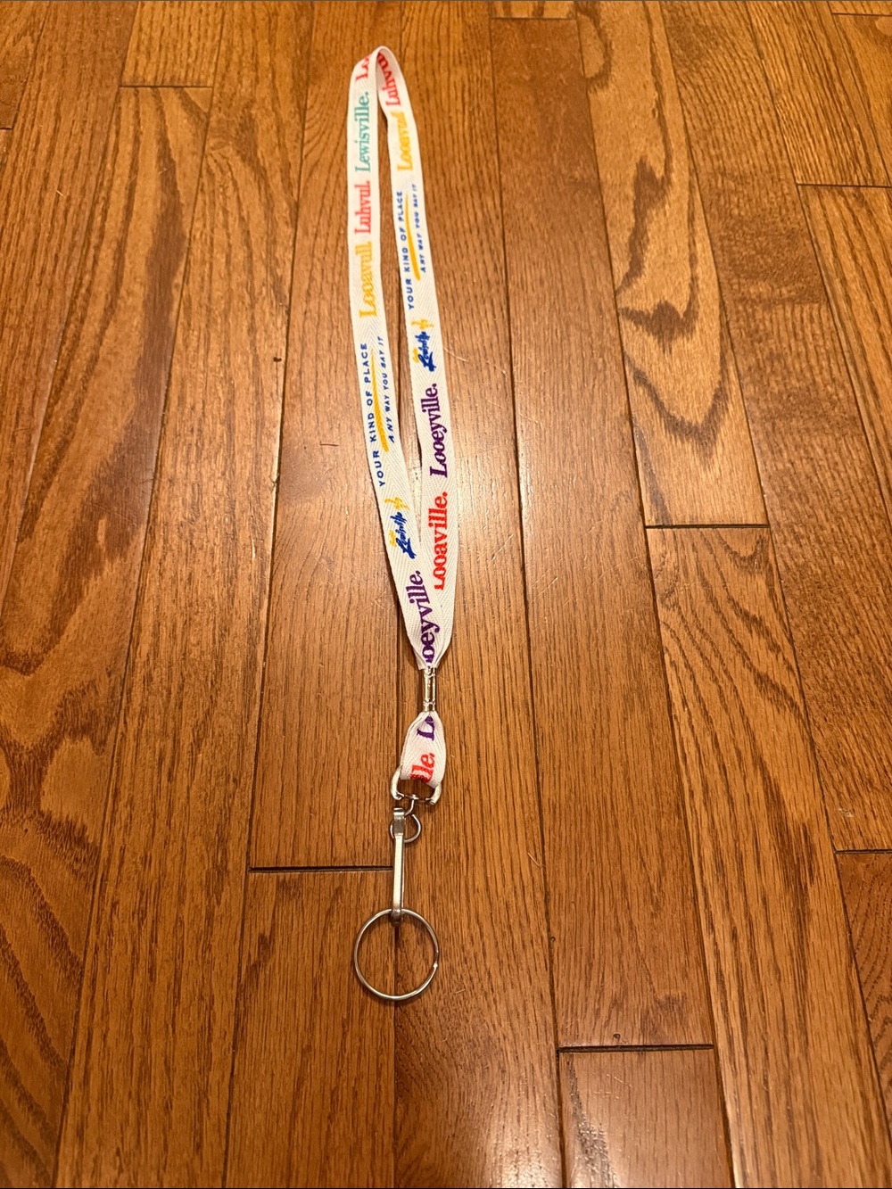 White Multi-Color Printed Lanyard with Key Ring